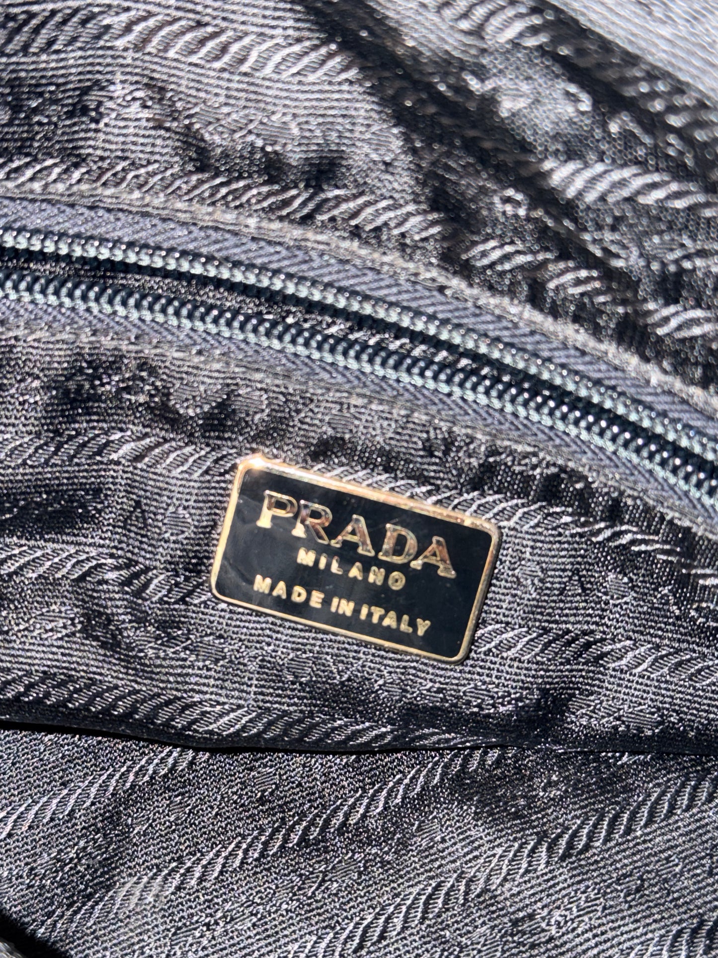 PRADA BLACK NYLON CHAIN SHOPPING TOTE