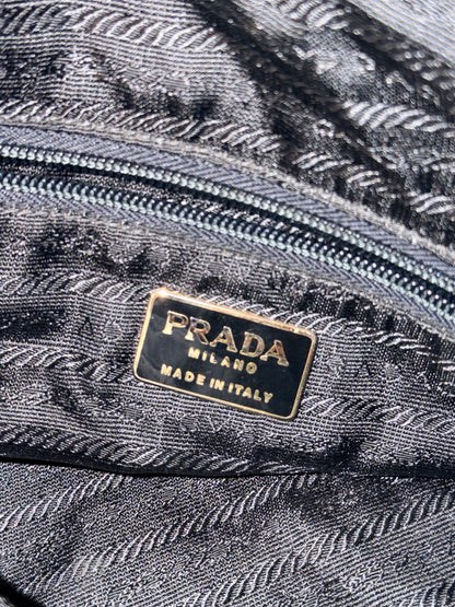 PRADA BLACK NYLON CHAIN SHOPPING TOTE