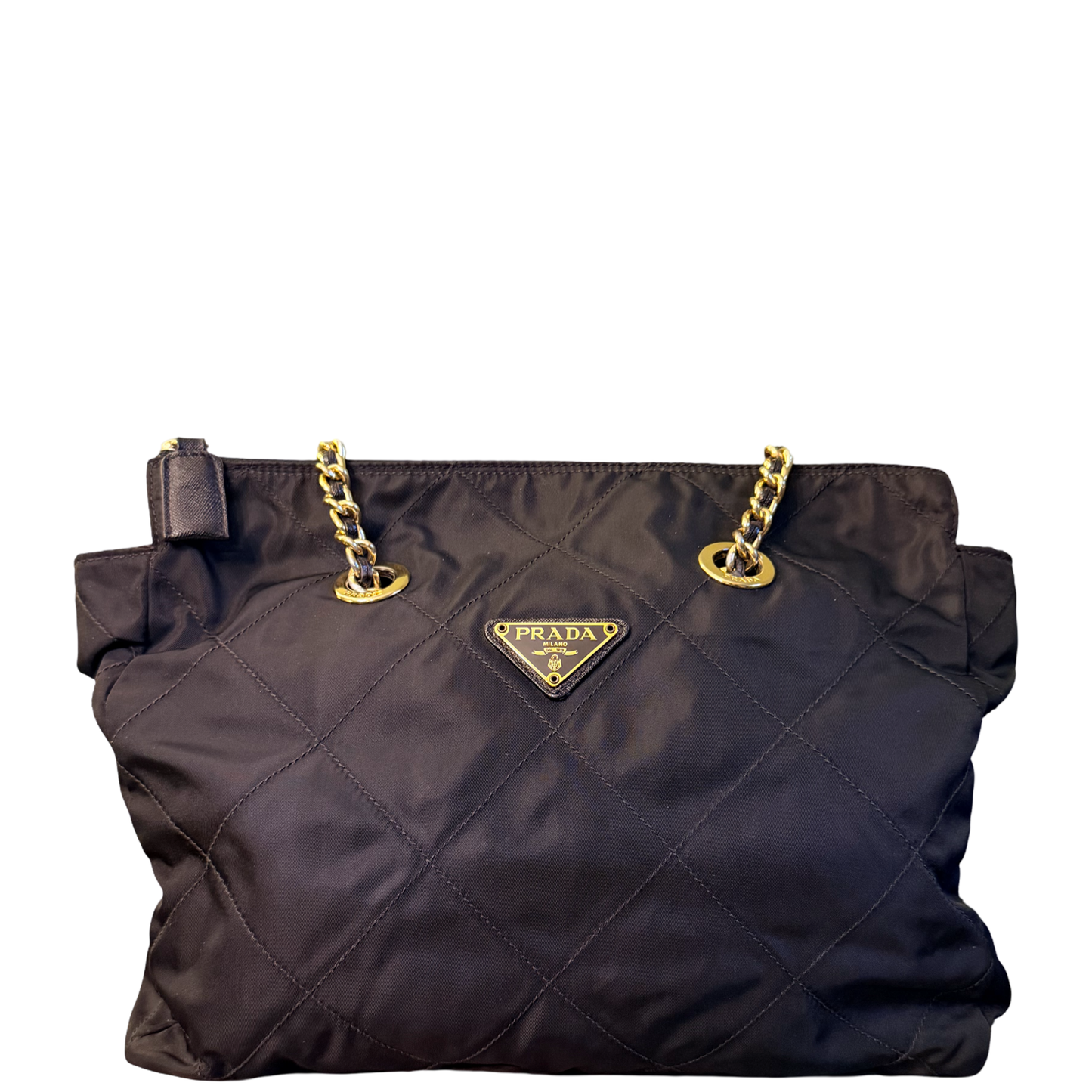 PRADA BLACK NYLON CHAIN SHOPPING TOTE