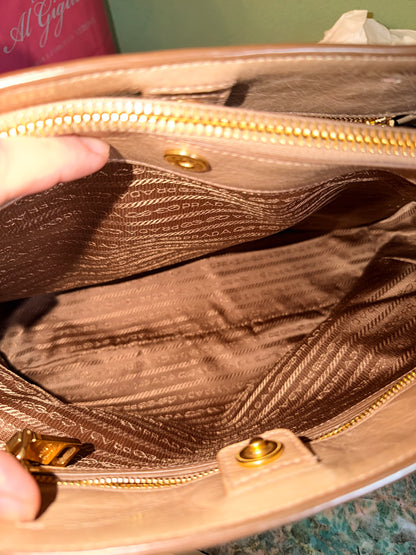 PRADA DARK BEIGE TWO EAY HANDBAG
