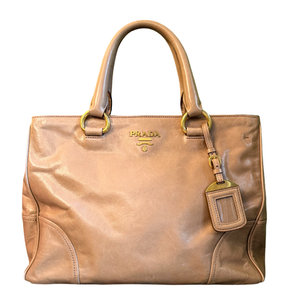 PRADA DARK BEIGE TWO EAY HANDBAG