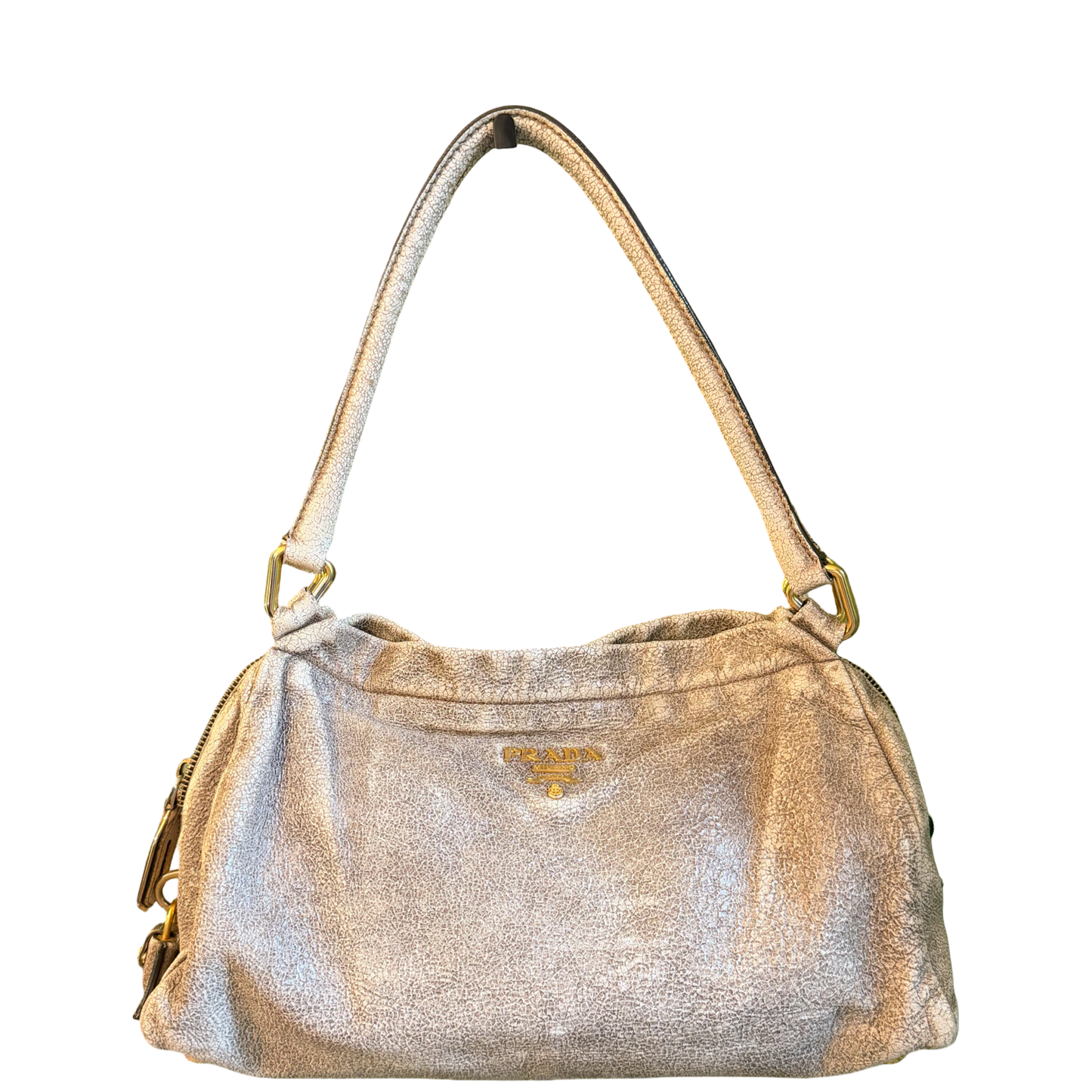 PRADA CRAQUELE LEATHER SHOULDER BAG