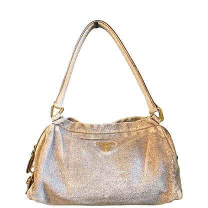 PRADA CRAQUELE LEATHER SHOULDER BAG