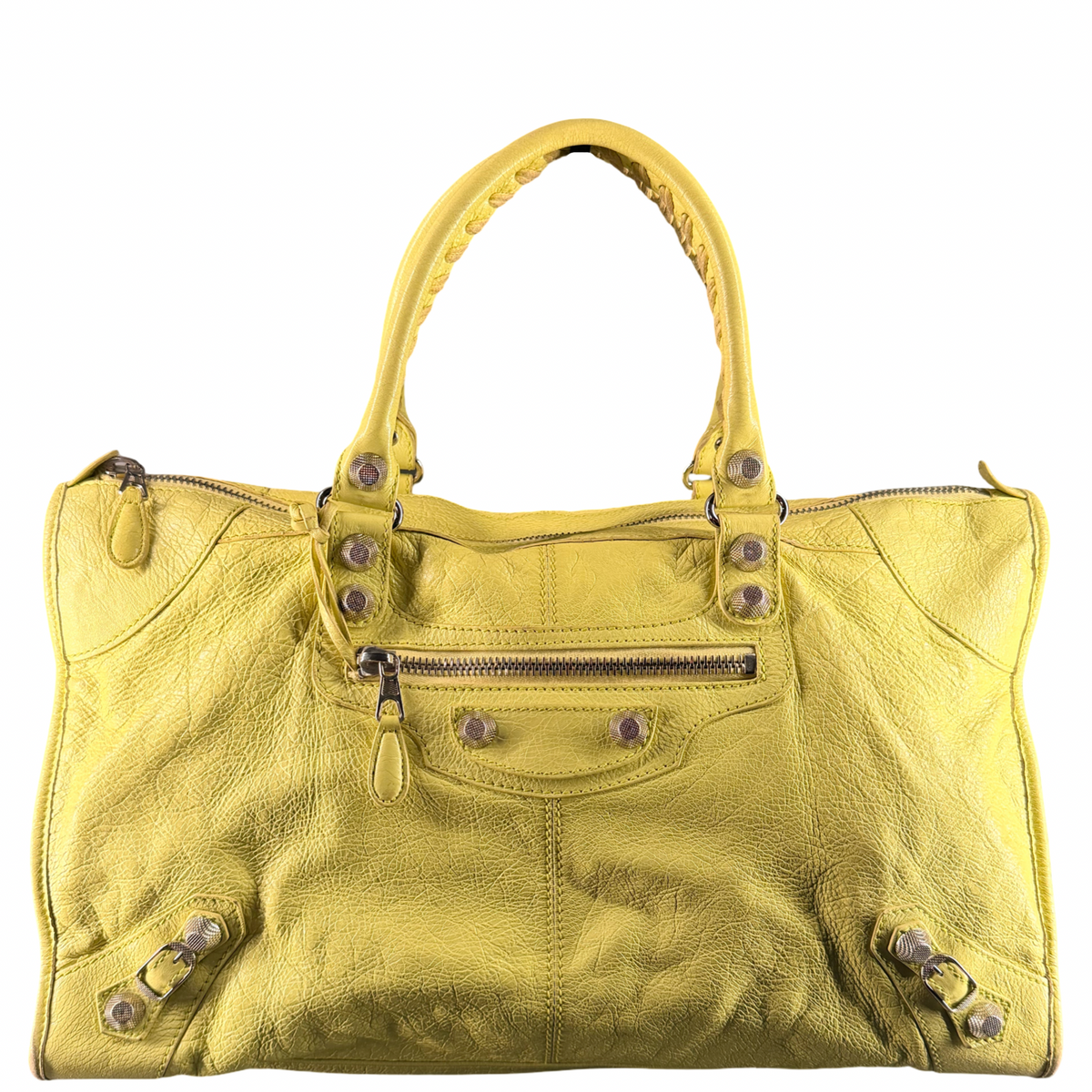 BALENCIAGA GIANT 21 LIME WORK HANDBAG