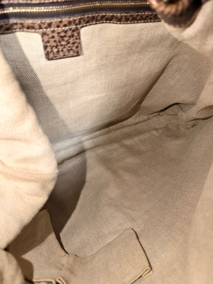 GUCCI BROWN MONOGRAM LARGE NEW JACKIE SHOULDER BAG