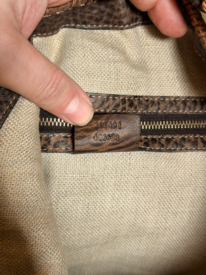 GUCCI BROWN MONOGRAM LARGE NEW JACKIE SHOULDER BAG