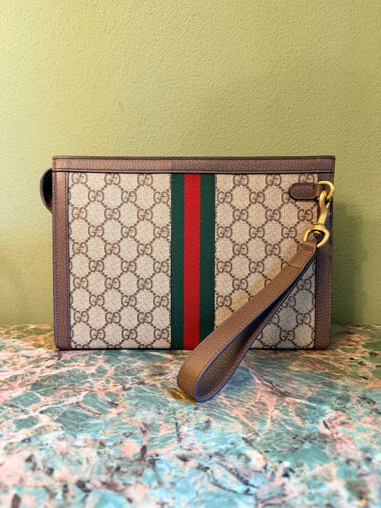 GUCCI GG SUPREME OPHIDIA POCHETTE