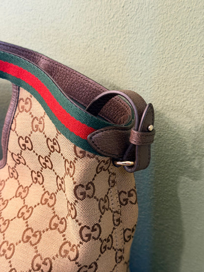 GUCCI BROWN MONOGRAM SMALL GIGLIO CROSSBODY BAG
