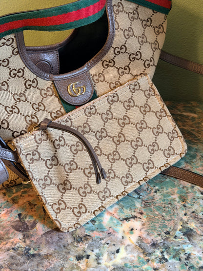 GUCCI BROWN MONOGRAM SMALL GIGLIO CROSSBODY BAG