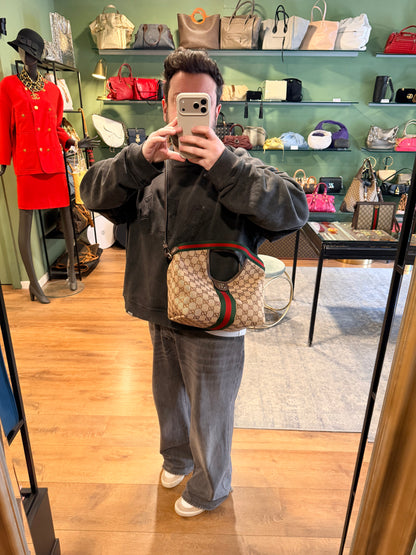 GUCCI BROWN MONOGRAM SMALL GIGLIO CROSSBODY BAG