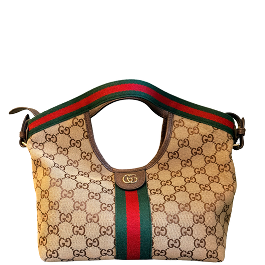 GUCCI BROWN MONOGRAM SMALL GIGLIO CROSSBODY BAG