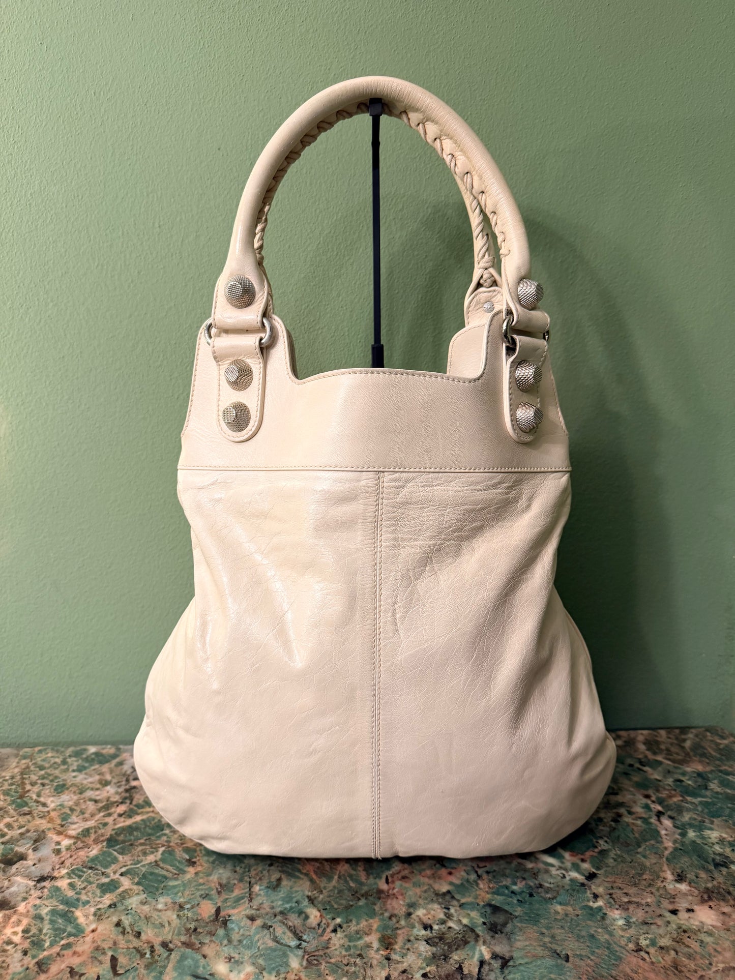 BALENCIAGA WHITE GIANT 21 SLIM HOBO SHOULDER BAG