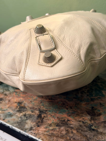 BALENCIAGA WHITE GIANT 21 SLIM HOBO SHOULDER BAG