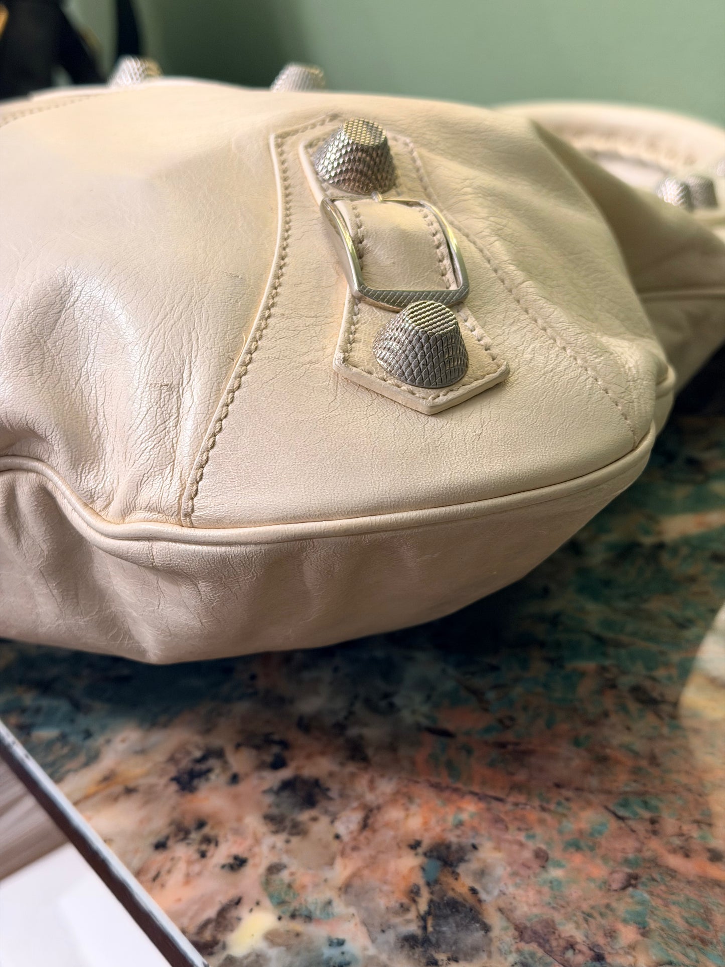 BALENCIAGA WHITE GIANT 21 SLIM HOBO SHOULDER BAG