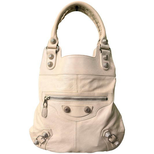 BALENCIAGA WHITE GIANT 21 SLIM HOBO SHOULDER BAG