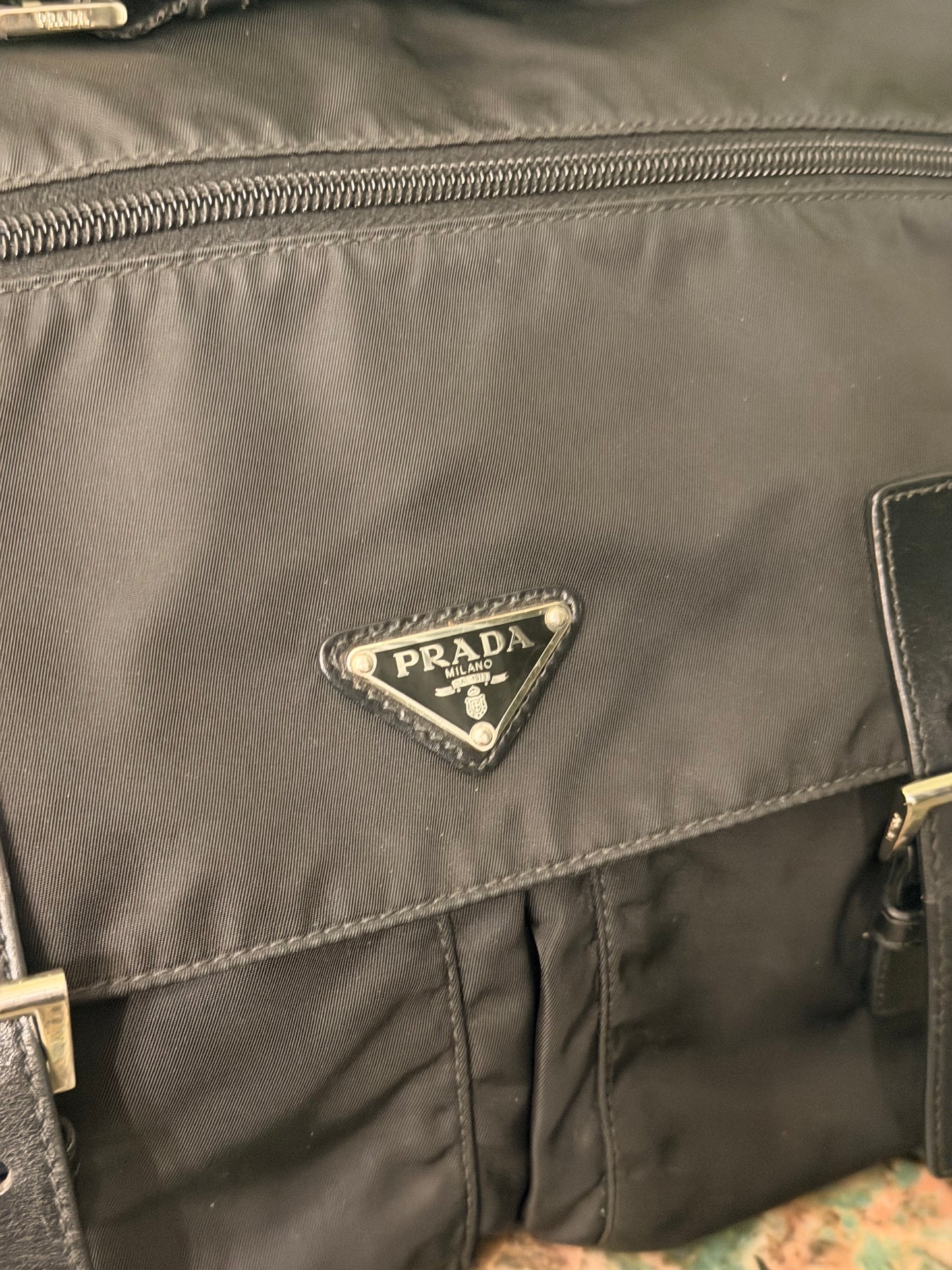 PRADA BLACK NYLON LARGE MESSANGER CROSSBODY BAG