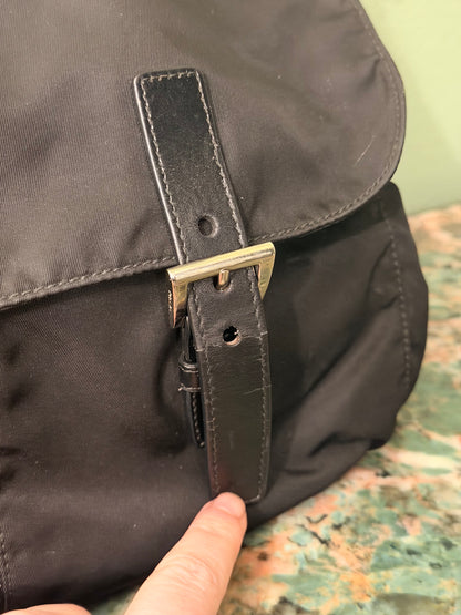 PRADA BLACK NYLON LARGE MESSANGER CROSSBODY BAG