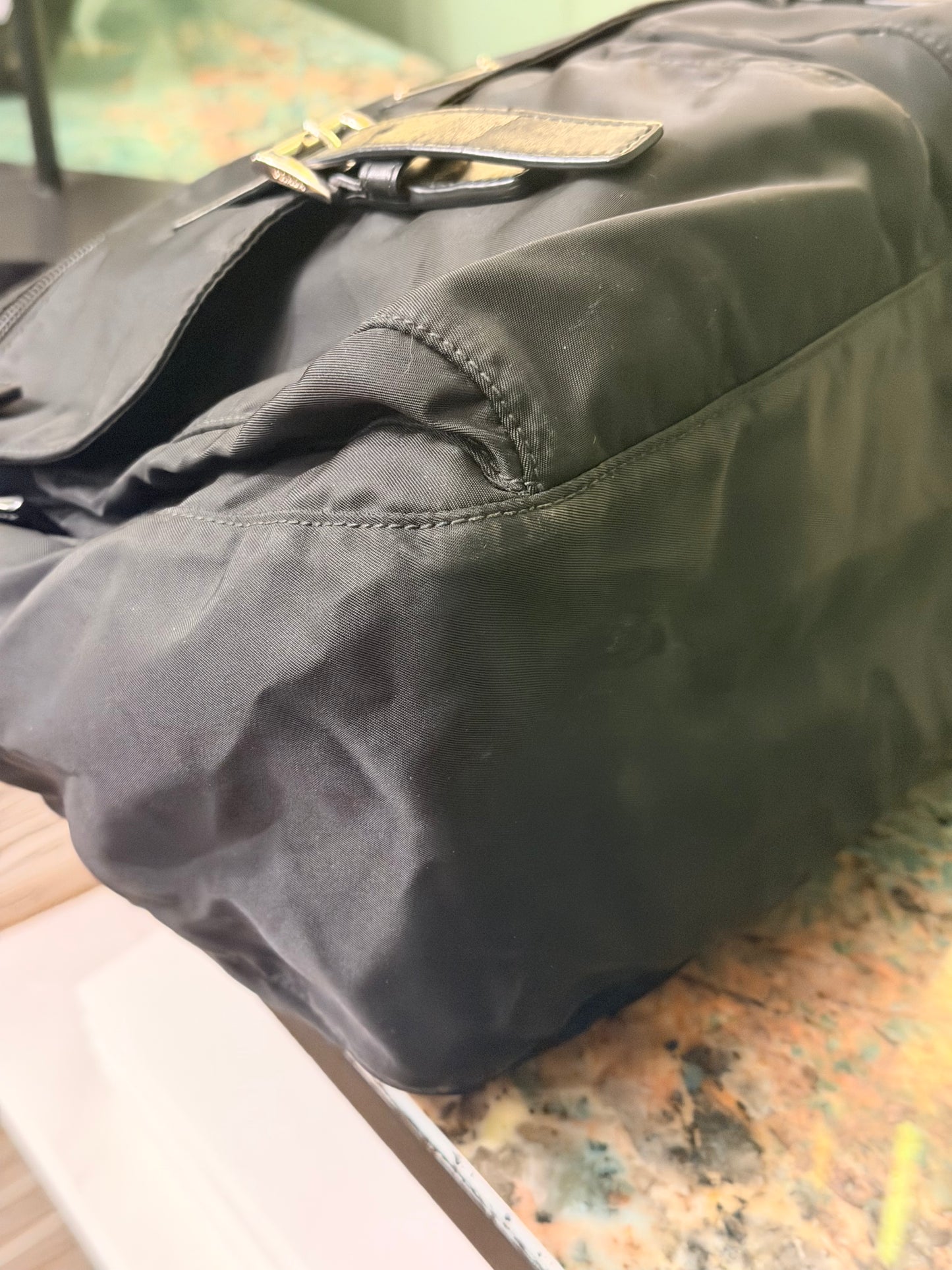 PRADA BLACK NYLON LARGE MESSANGER CROSSBODY BAG