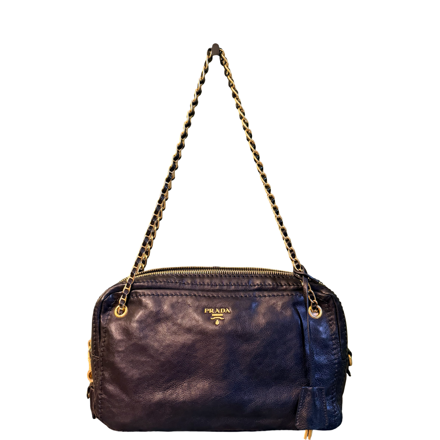 PRADA BLACK CHAIN CAMERA SHOULDER BAG