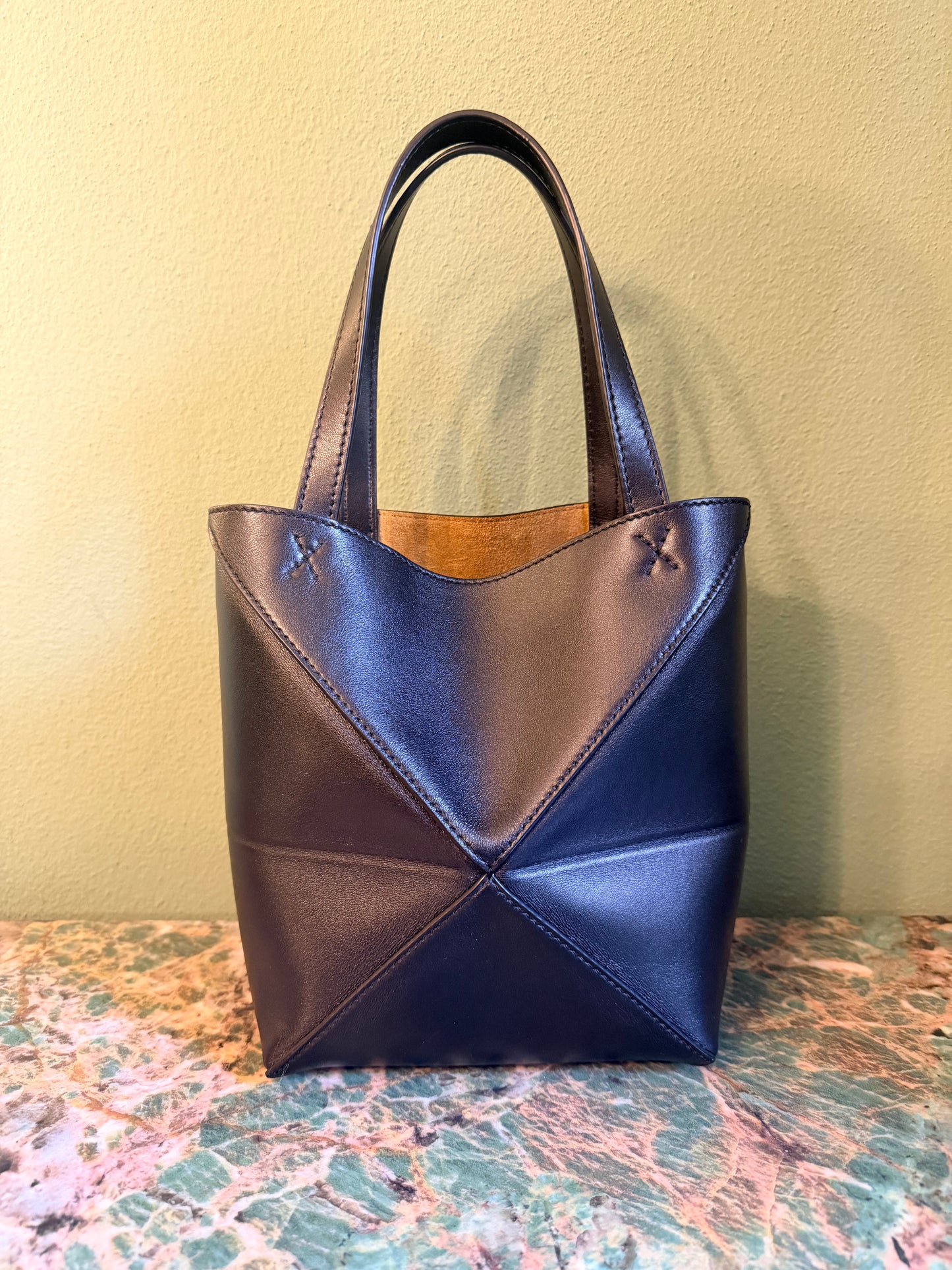 LOEWE BLACK MINI PUZZLE FOLD HANDBAG