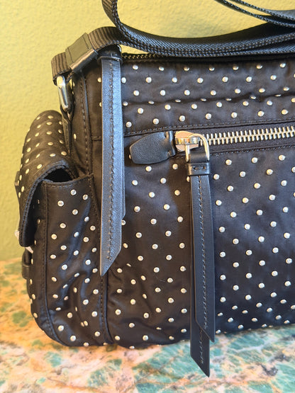 PRADA BLACK NYLON STUDDED CROSSBODY BAG