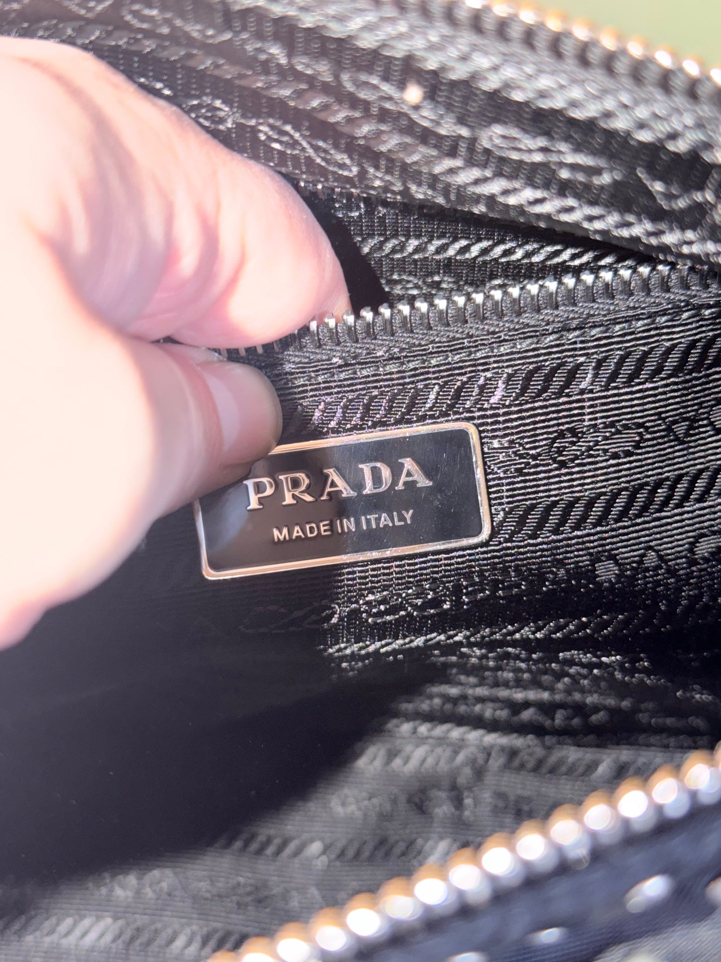 PRADA BLACK NYLON STUDDED CROSSBODY BAG