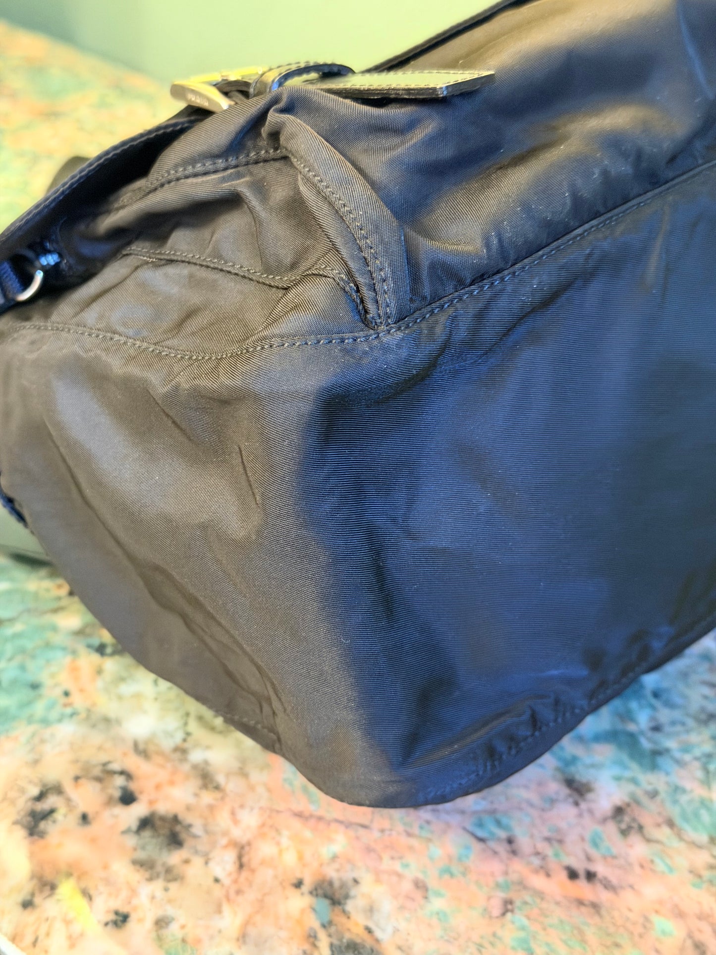 PRADA BLACK NYLON MEDIUM MESSANGER CROSSBODY BAG