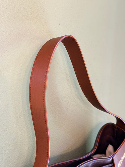LOEWE BROWN DRAPED LEATHER SHOULDER BAG