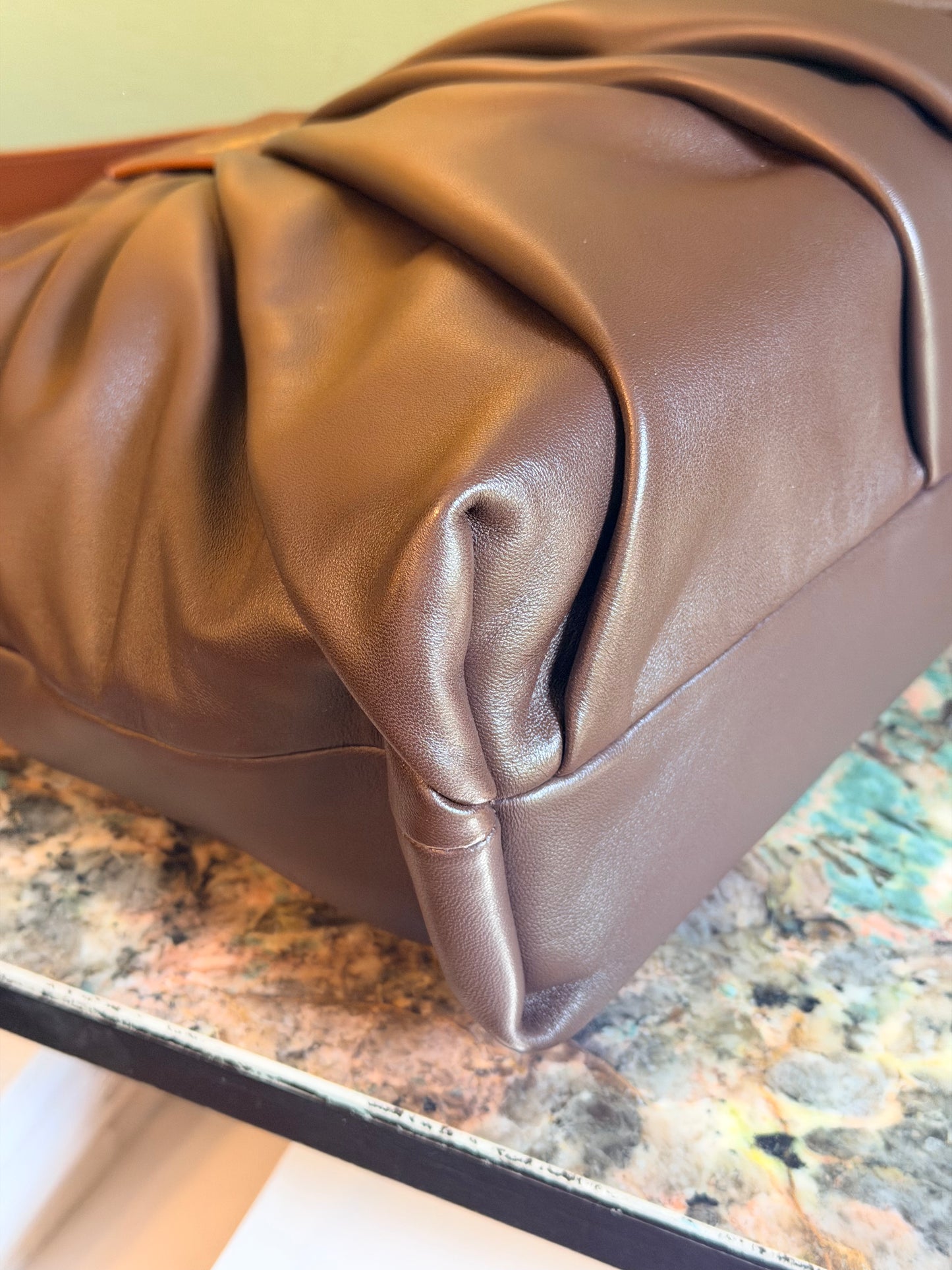 LOEWE BROWN DRAPED LEATHER SHOULDER BAG