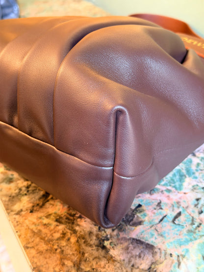 LOEWE BROWN DRAPED LEATHER SHOULDER BAG