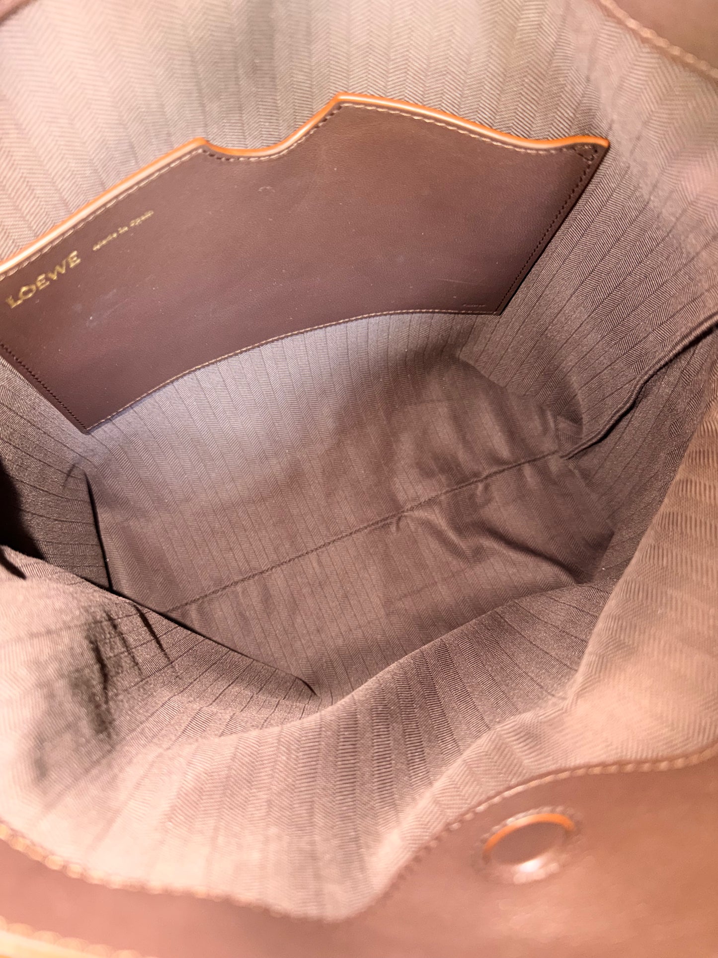 LOEWE BROWN DRAPED LEATHER SHOULDER BAG