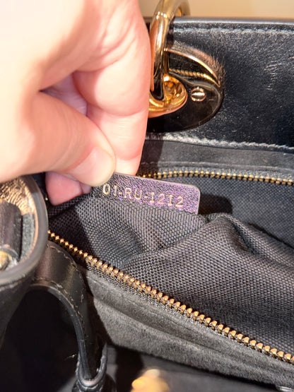 DIOR BLACK MAXI CANNAGE LADY DIOR 95.22 HANDBAG