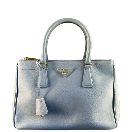 PRADA LIGHT BLUE SAFFIANO SMALL GALLERIA HANDBAG