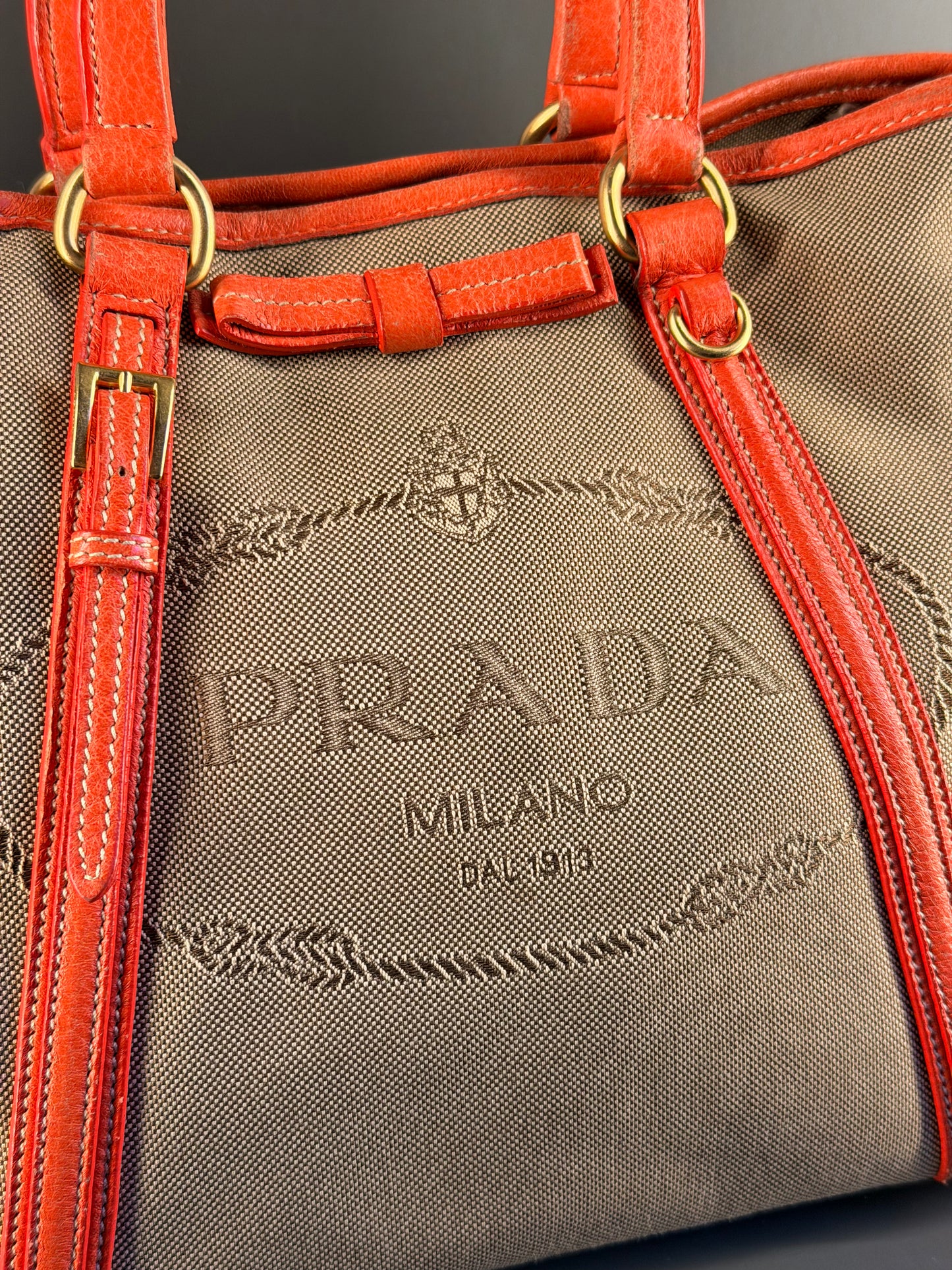 PRADA CANAPA LOGO TWO WAY HANDBAG