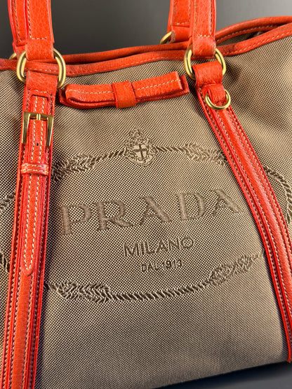 PRADA CANAPA LOGO TWO WAY HANDBAG