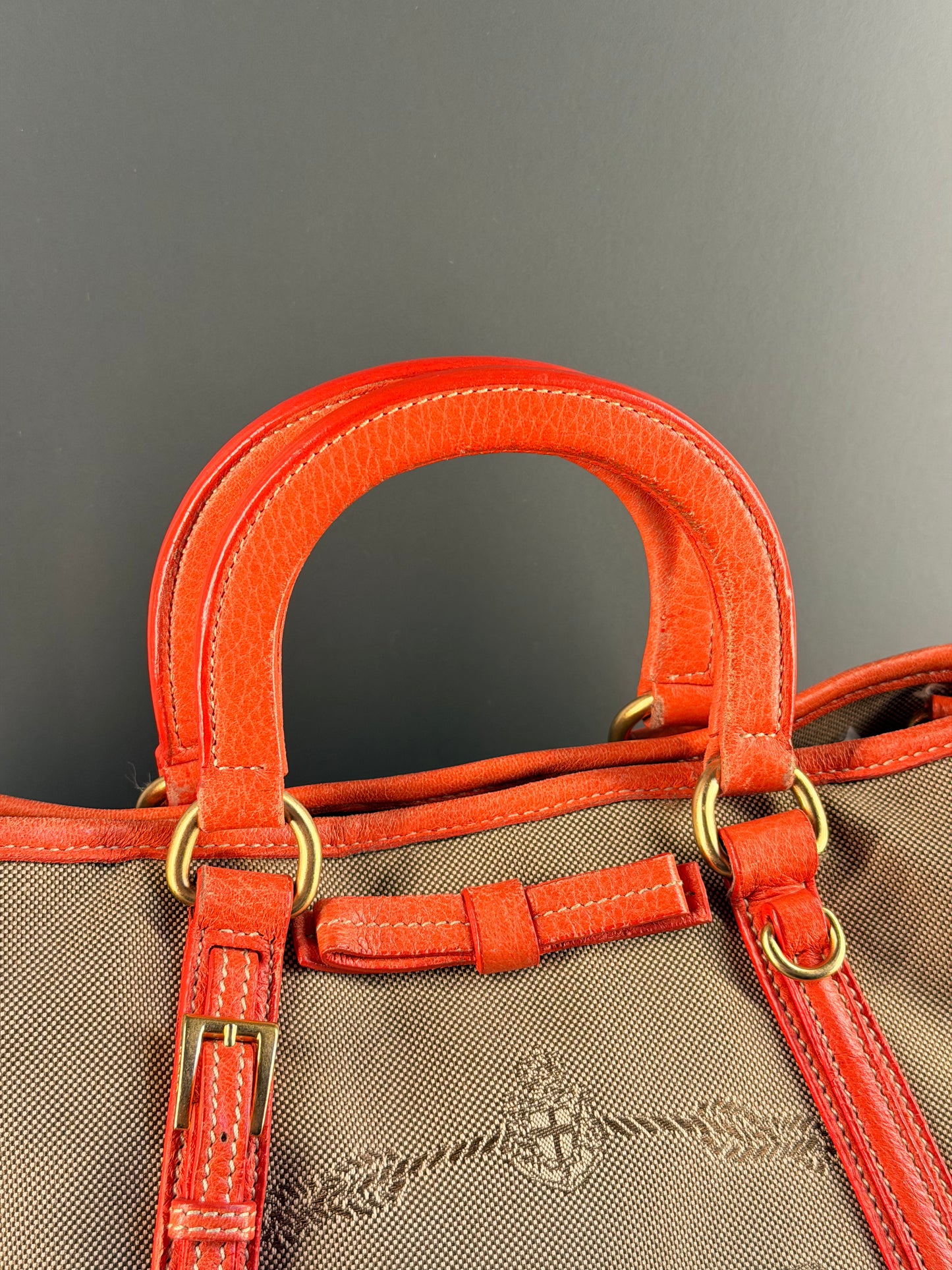PRADA CANAPA LOGO TWO WAY HANDBAG