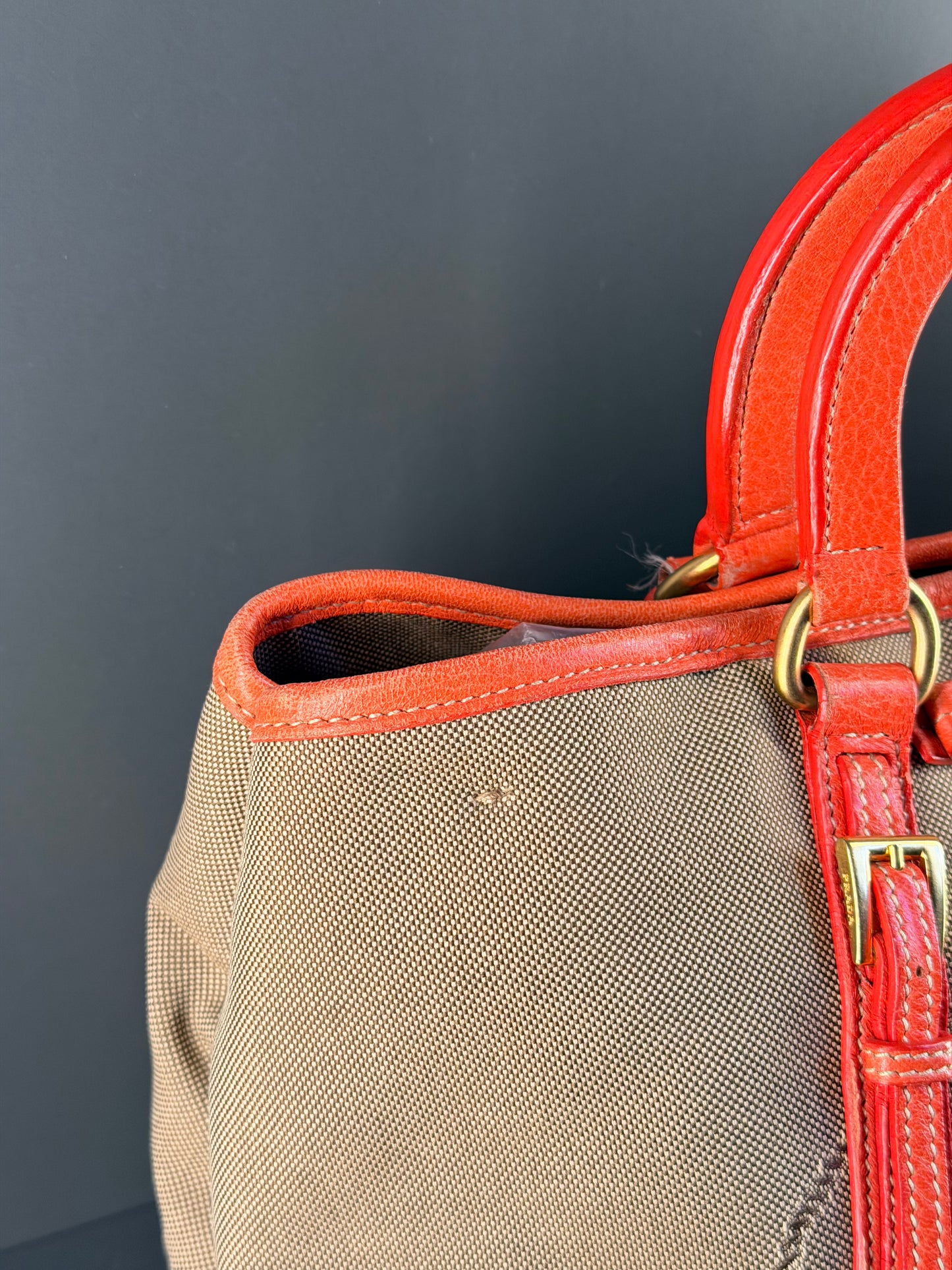 PRADA CANAPA LOGO TWO WAY HANDBAG