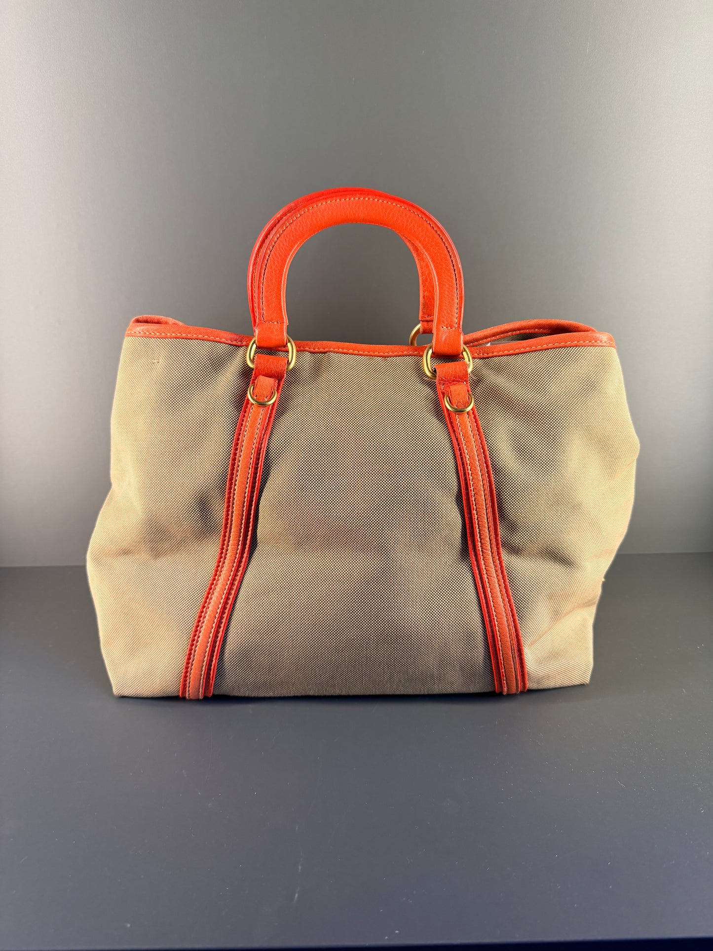 PRADA CANAPA LOGO TWO WAY HANDBAG