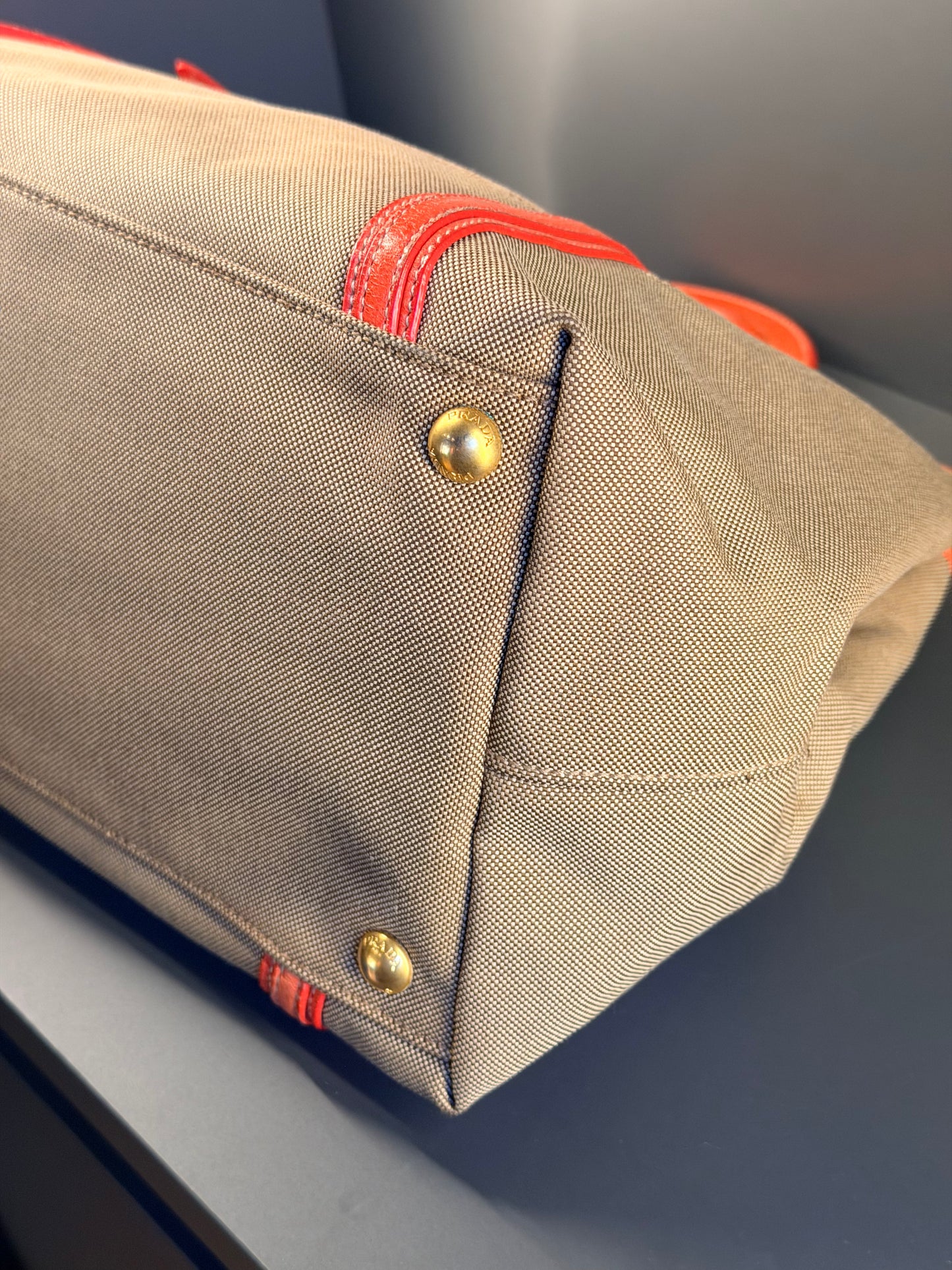 PRADA CANAPA LOGO TWO WAY HANDBAG