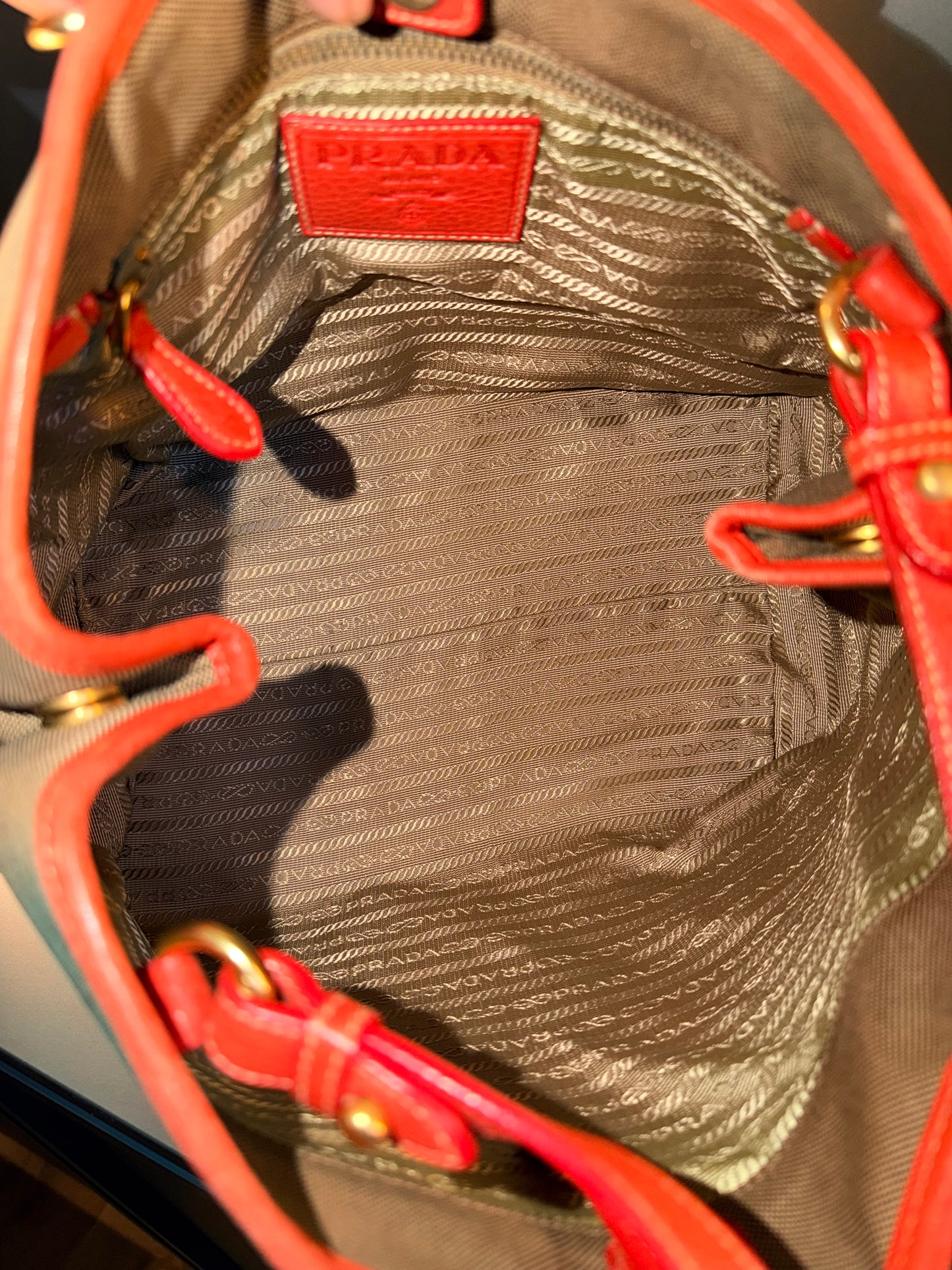 PRADA CANAPA LOGO TWO WAY HANDBAG