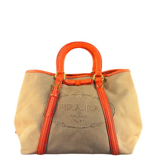 PRADA CANAPA LOGO TWO WAY HANDBAG