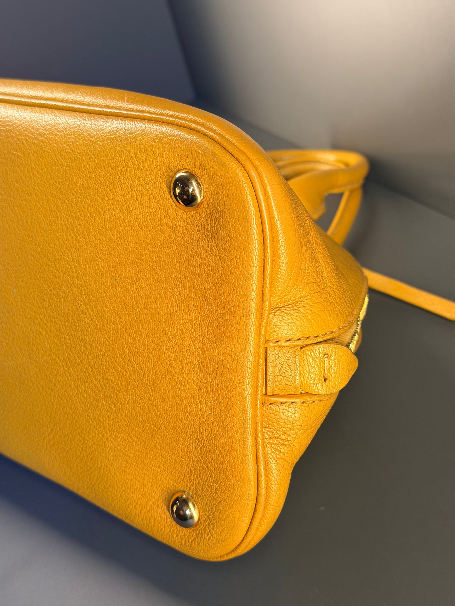 MIU MIU MUSTARD YELLOW BOWLING HANDBAG