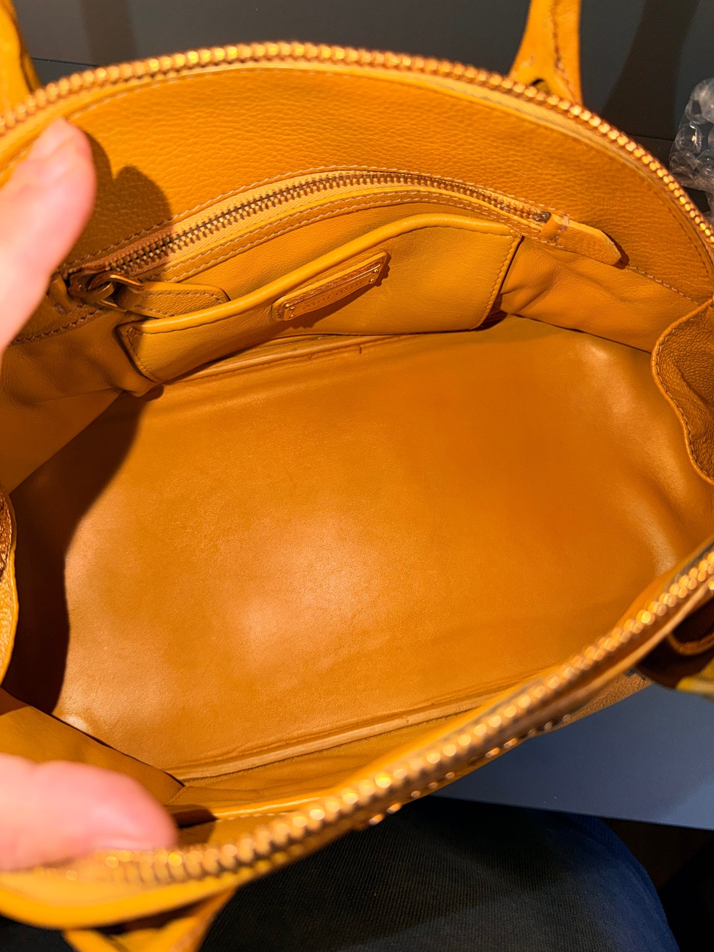 MIU MIU MUSTARD YELLOW BOWLING HANDBAG