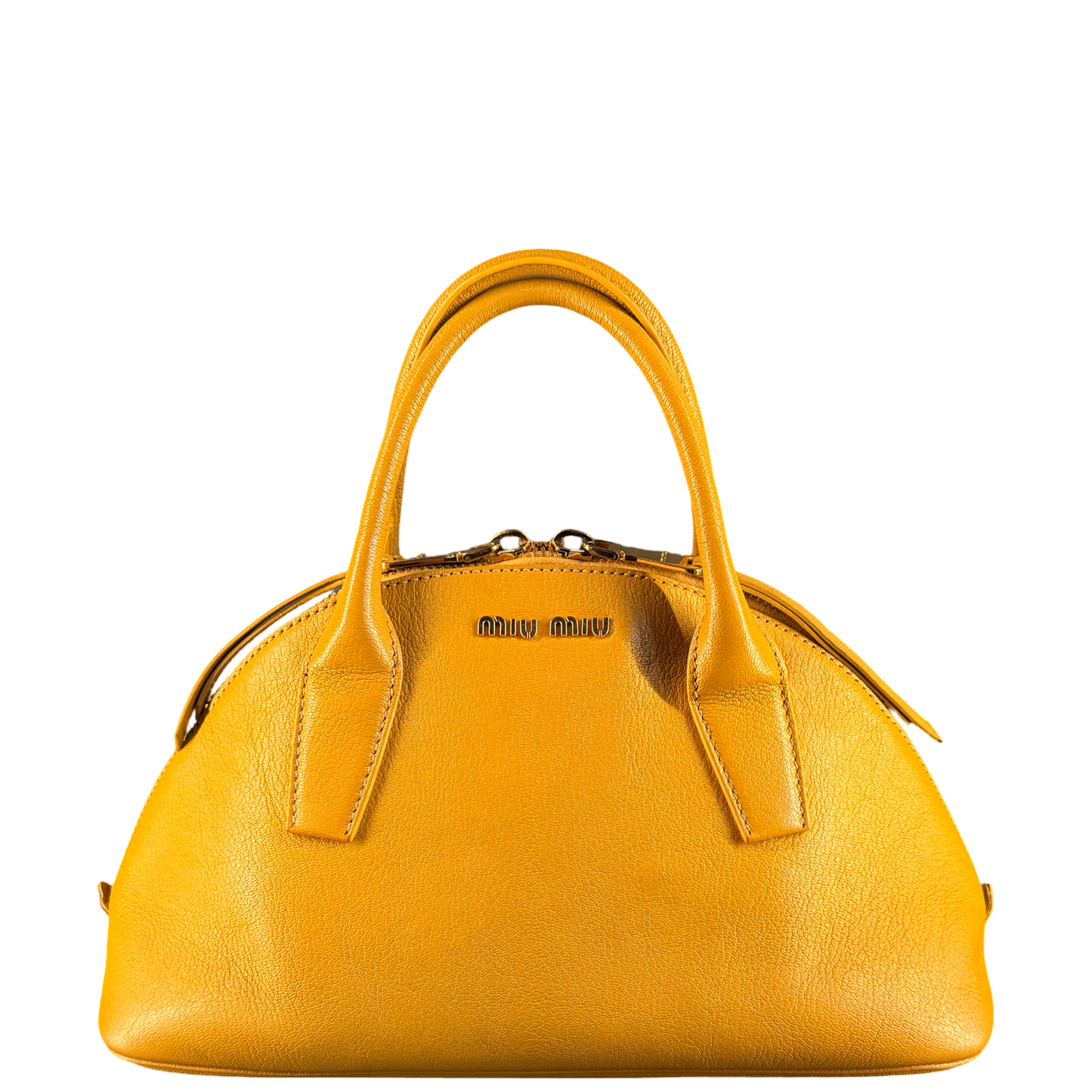 MIU MIU MUSTARD YELLOW BOWLING HANDBAG
