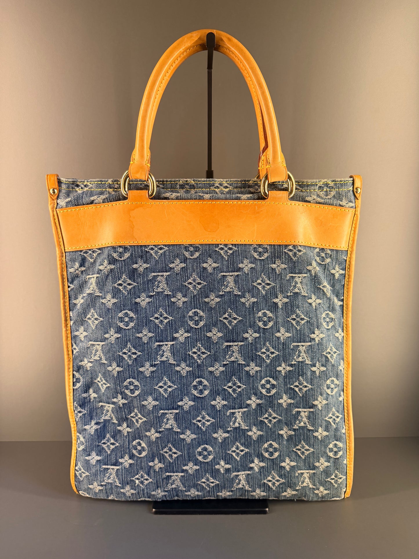LOUIS VUITTON MONOGRAM DENIM SAC PLAT HANDBAG