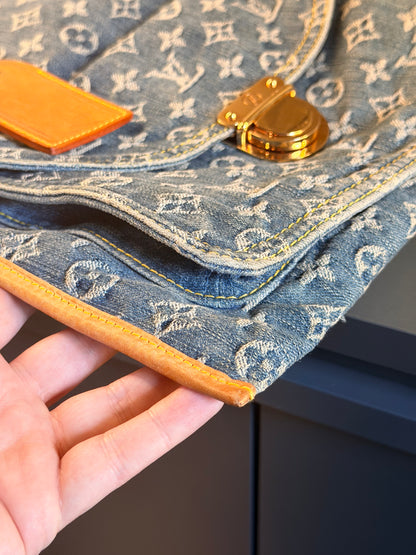 LOUIS VUITTON MONOGRAM DENIM SAC PLAT HANDBAG