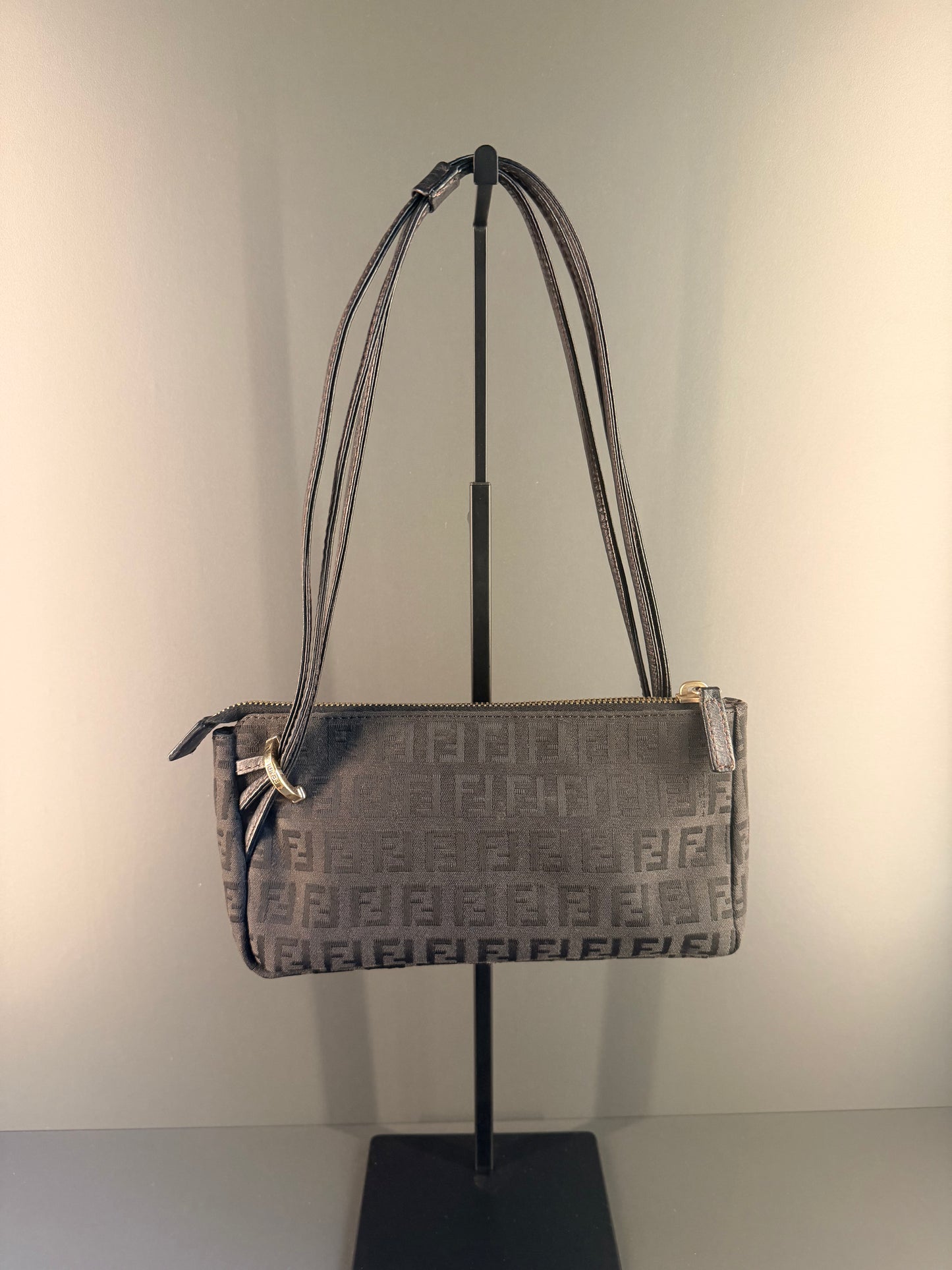 FENDI BLACK ZUCCHINO SMALL SHOULDER BAG