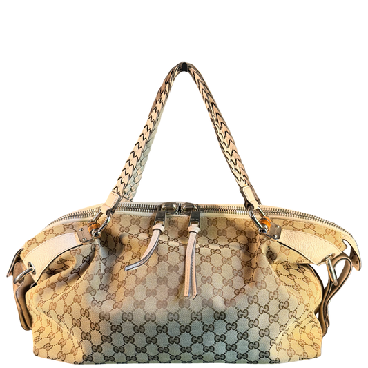 GUCCI MONOGRAM BAMBOO BAR TOTE BAG