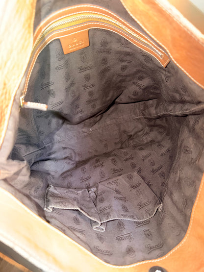 GUCCI BROWN MONOGRAM CHARM TOTE BAG