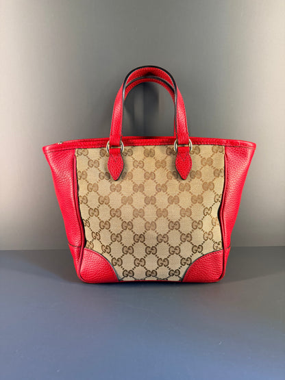GUCCI RED MONOGRAM SMALL TWO WAY HANDBAG